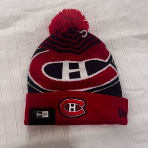 New Era NHL Canadians Hockey Red and Black Pom Beanie